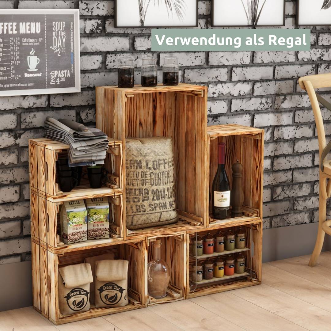 6 tlg. Set Holzkiste | Weinkiste zum Dekorieren von holz4home®