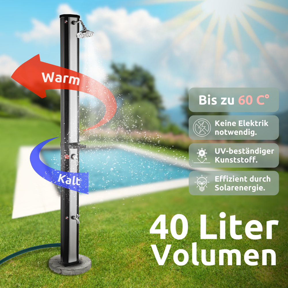Outdoor Solardusche mit Wasserspeicher für Garten, Pool und Camping