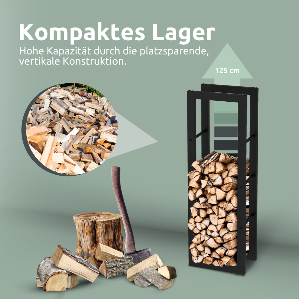 Kaminholzregal aus Metall Schwarz