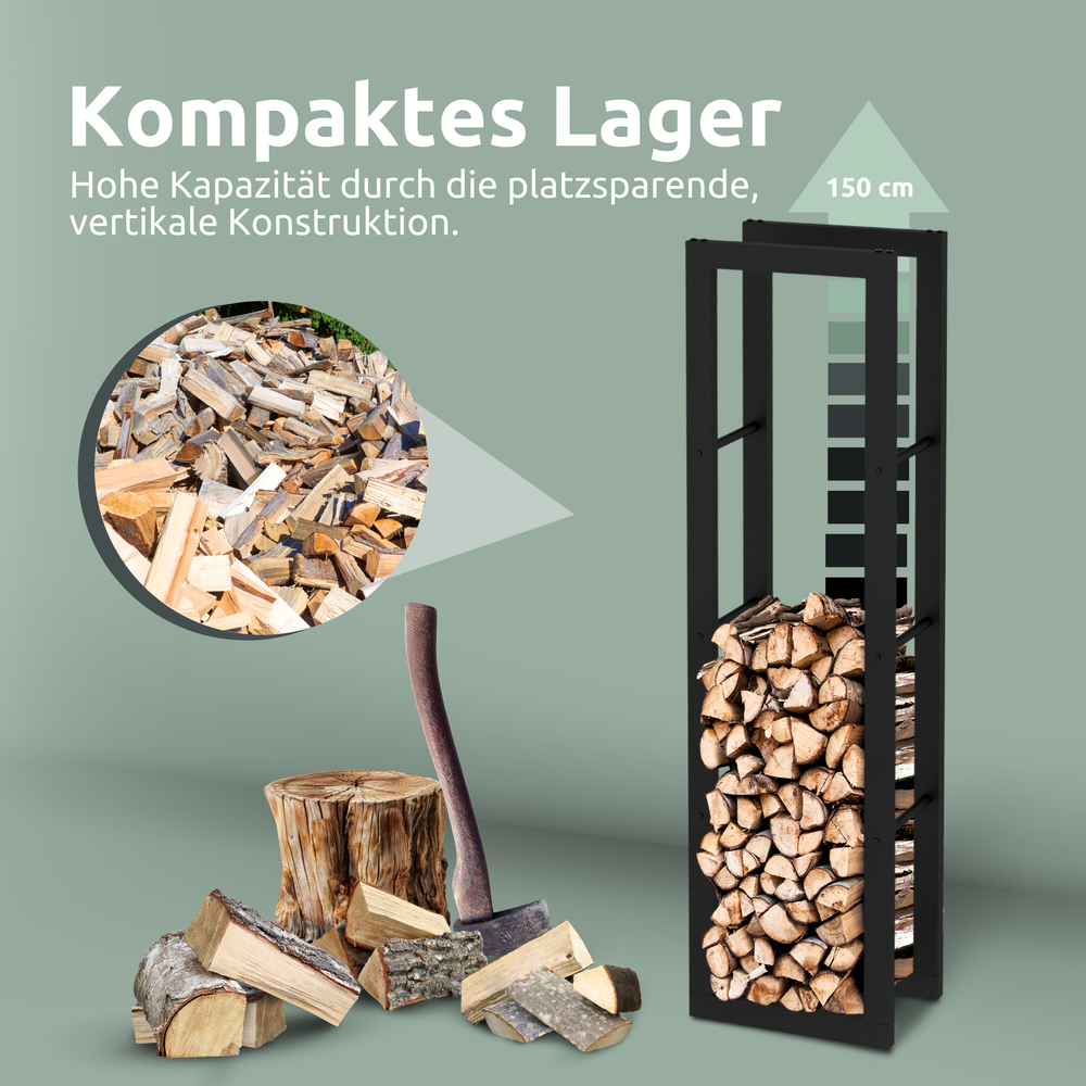 Kaminholzregal aus Metall Schwarz