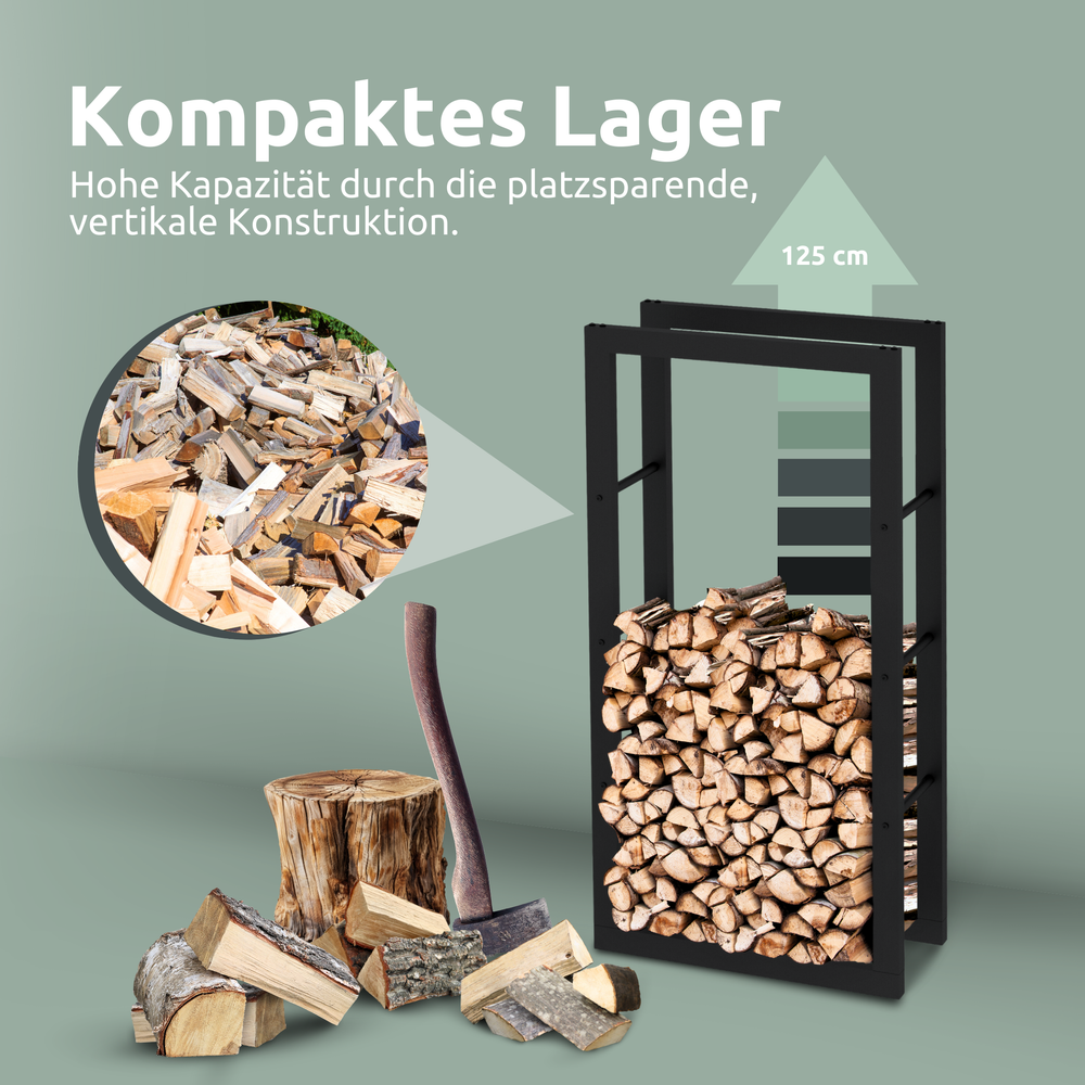 Kaminholzregal aus Metall Schwarz