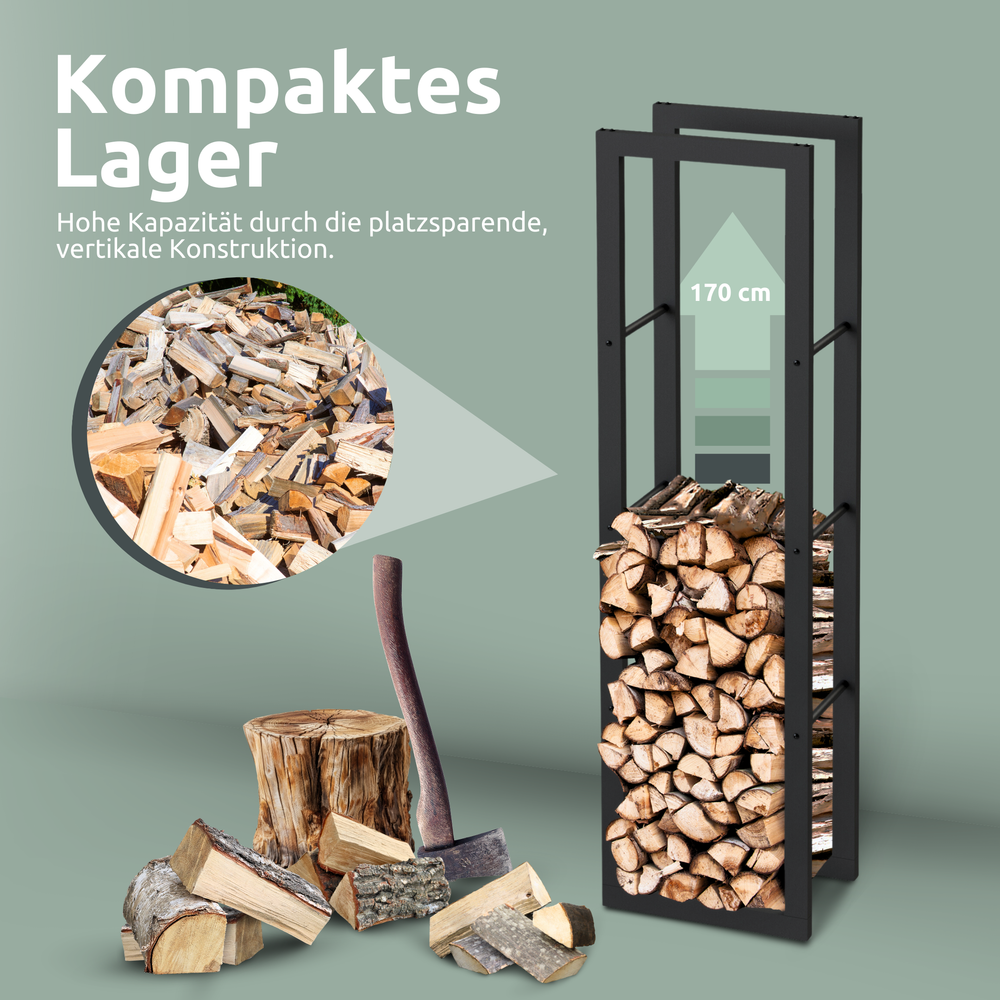 Kaminholzregal aus Metall Schwarz