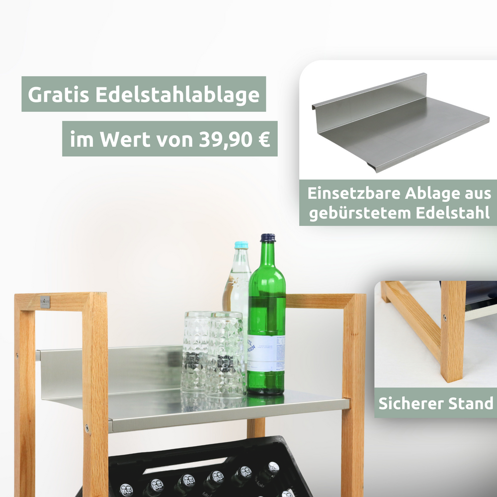 Getränkekistenregal aus Holz I Silber
