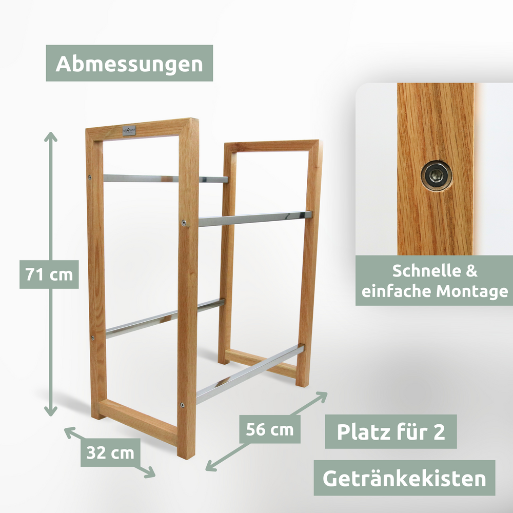 Getränkekistenregal aus Holz I Silber