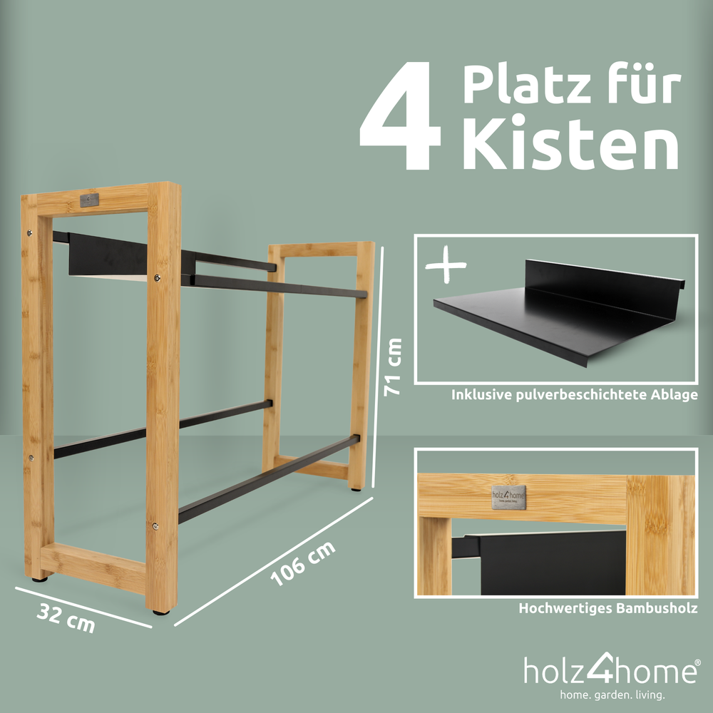 Getränkekistenregal aus Holz I Silber