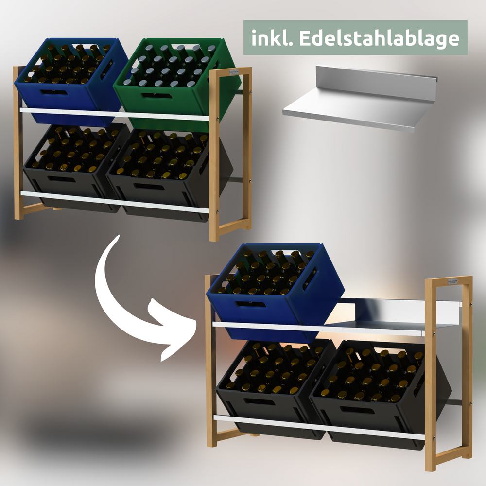 Getränkekistenregal aus Holz I Silber