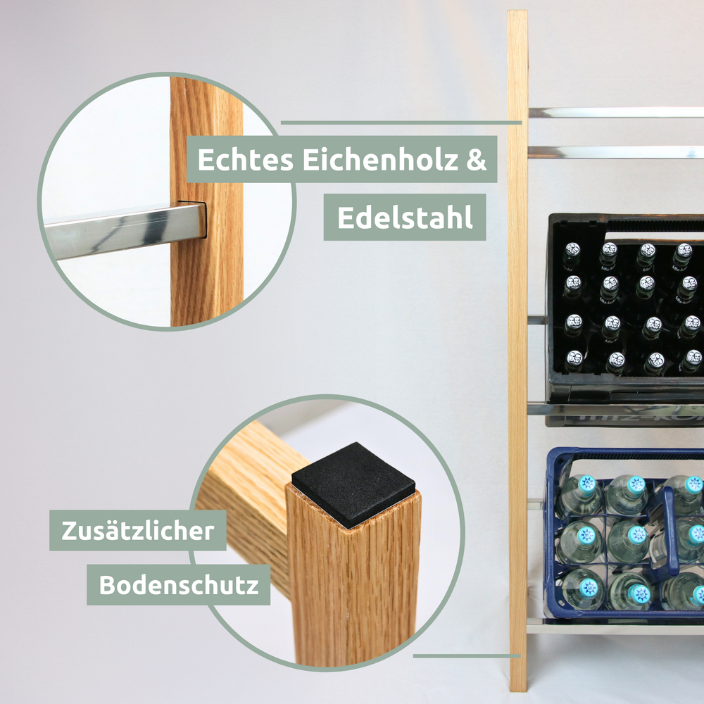 Getränkekistenregal aus Holz I Silber