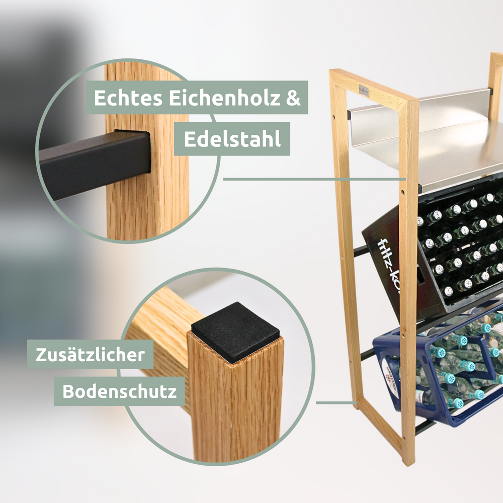 Getränkekistenregal aus Holz I Silber