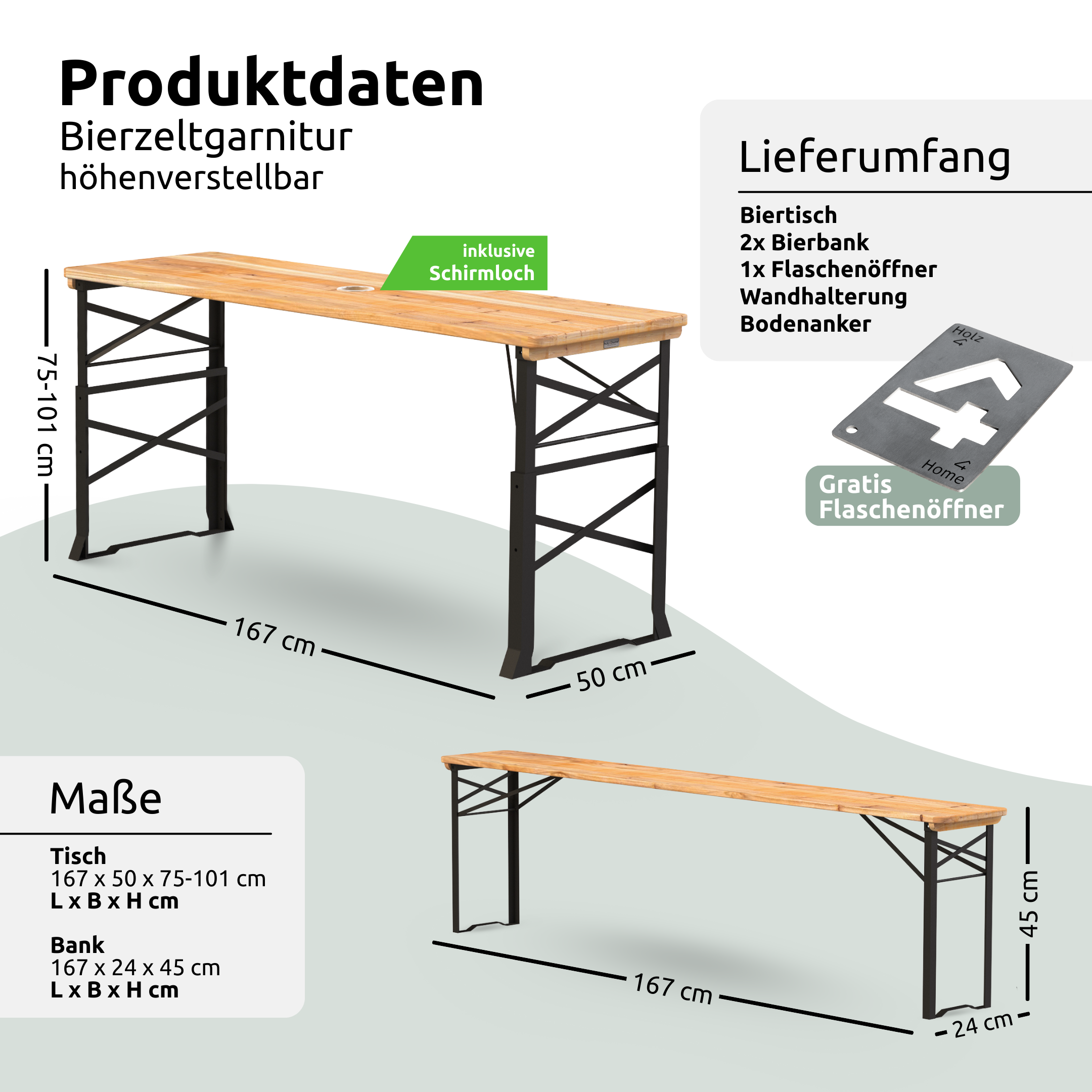 Bierzeltgarnitur - mehrteilig & klappbar