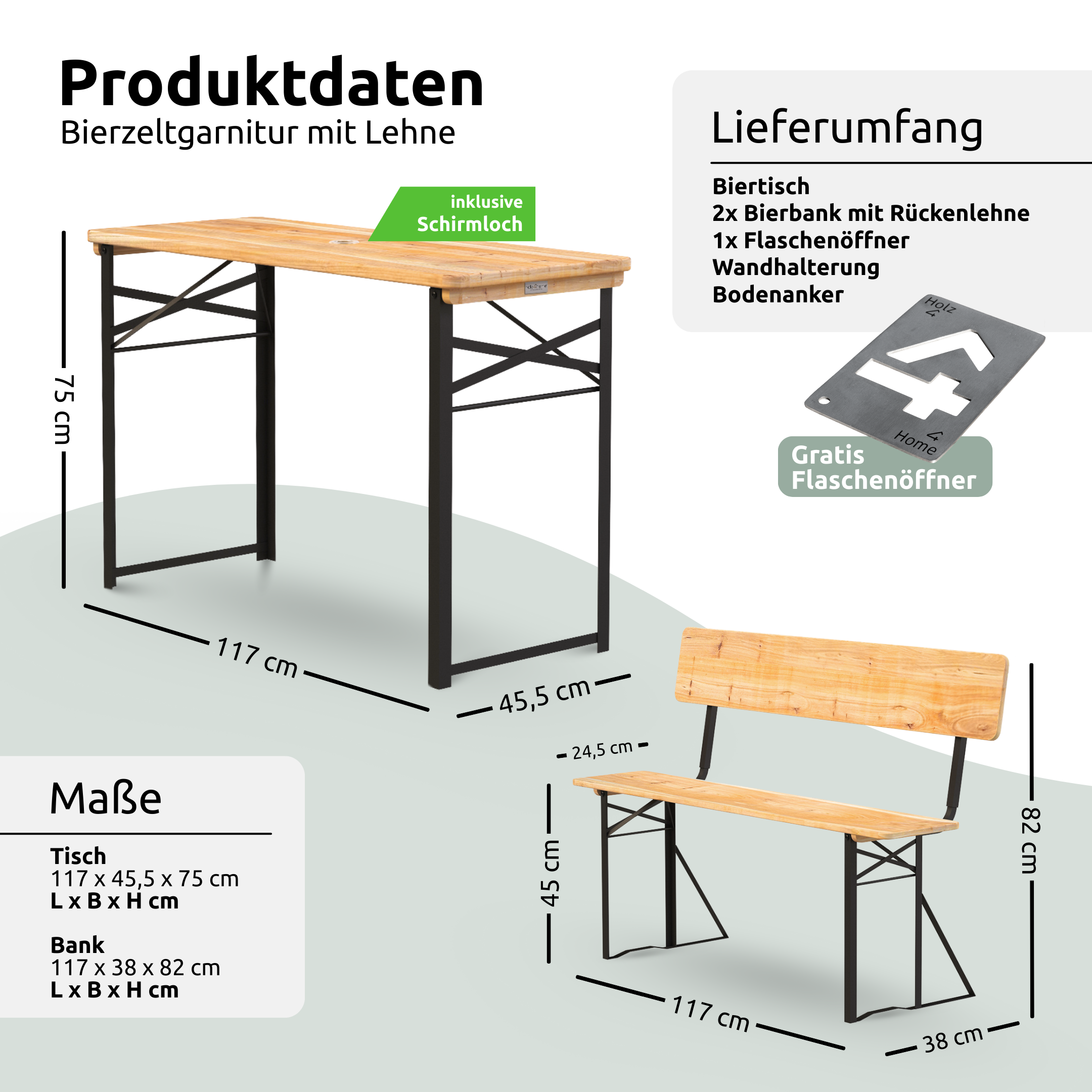 Bierzeltgarnitur - mehrteilig & klappbar
