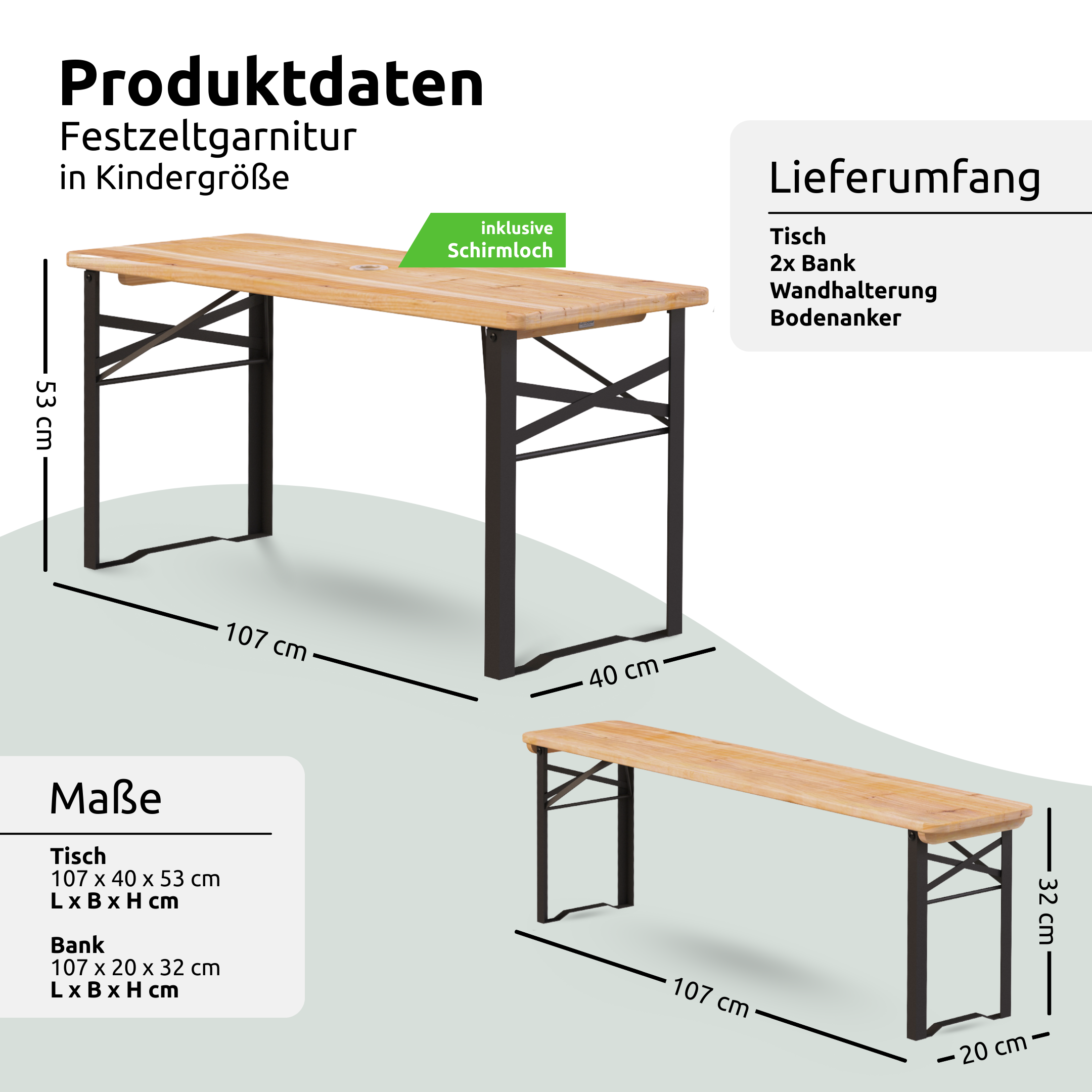 Bierzeltgarnitur - mehrteilig & klappbar