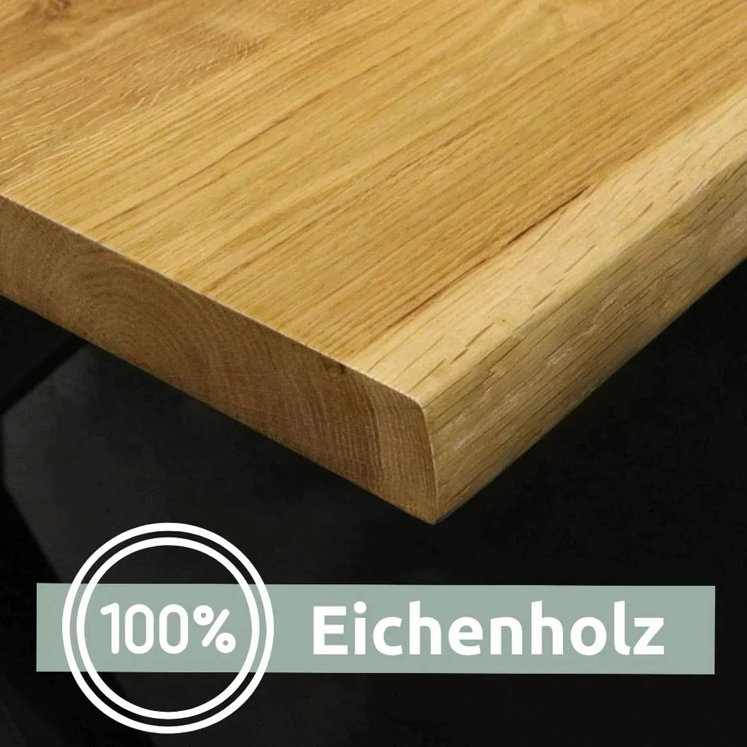 Tischplatte 180cm x 85cm mit Baumkante aus massiver Eiche