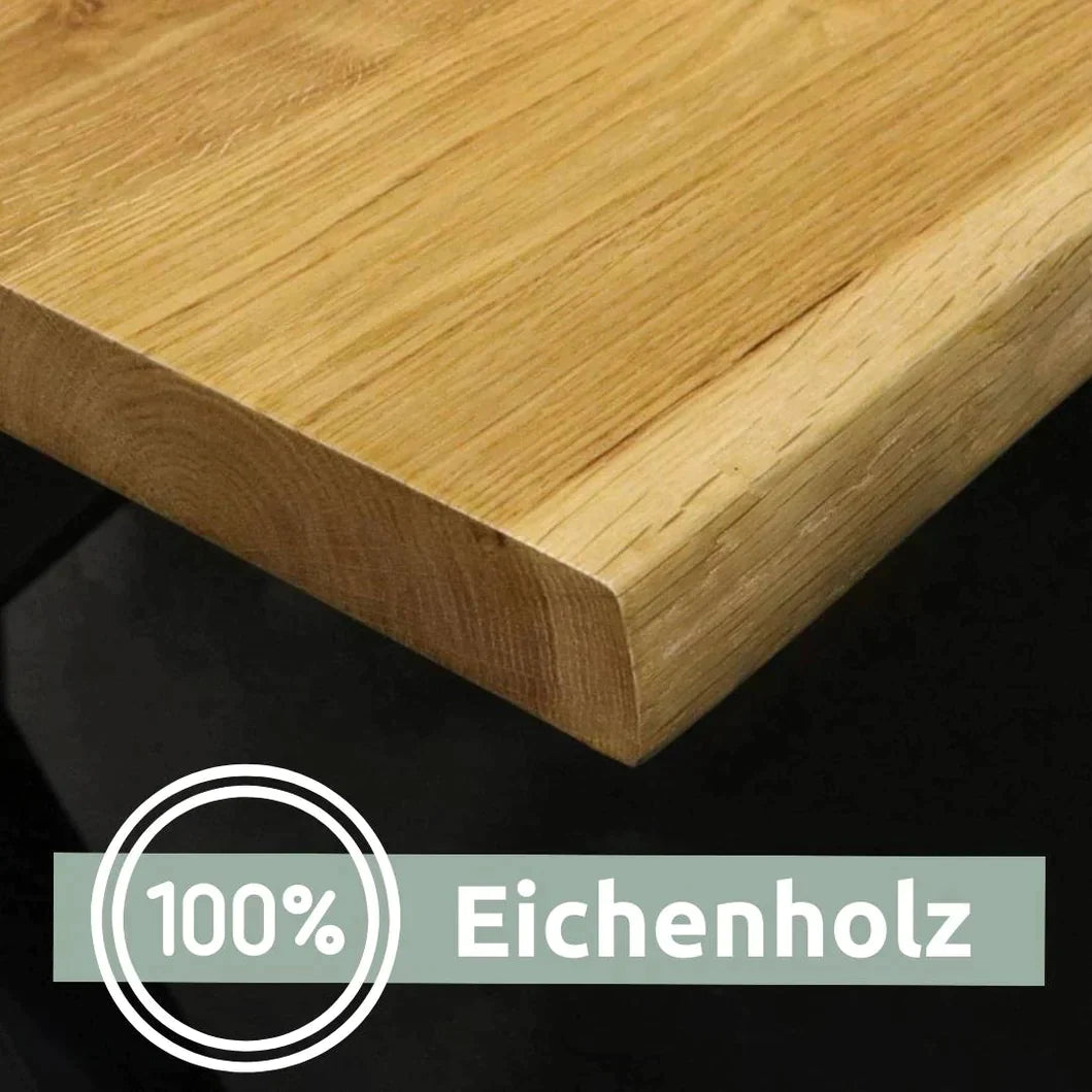 Tischplatte 160cm x 80cm mit Baumkante aus massiver Eiche