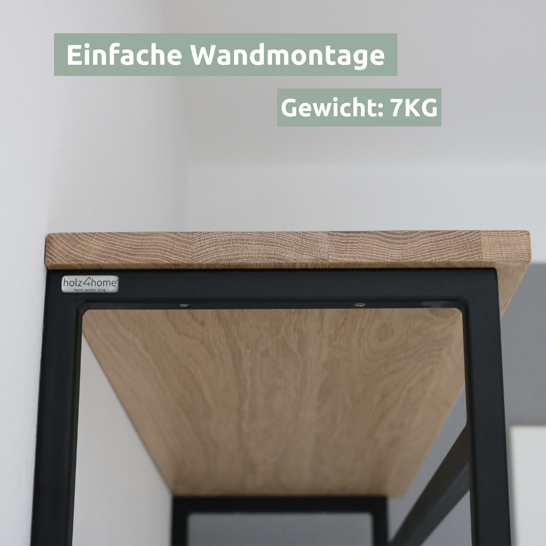 Wandgarderobe mit Ablage aus Eiche und Metall - Kleidergarderobe Flur