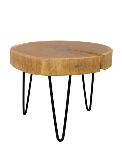 Couchtisch aus einer Baumscheibe Eiche