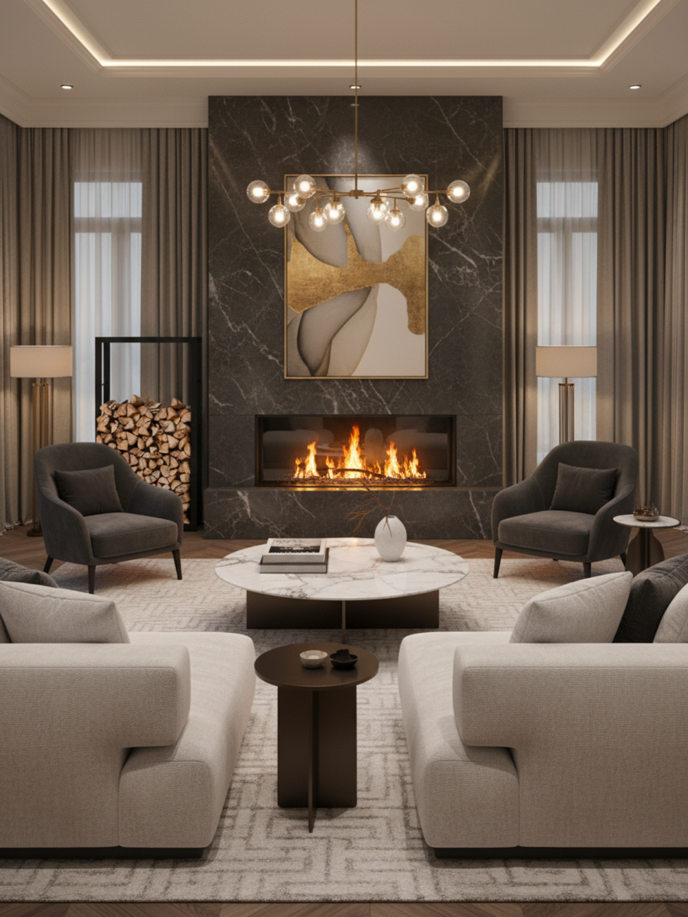 Kaminholzregal aus Metall Schwarz