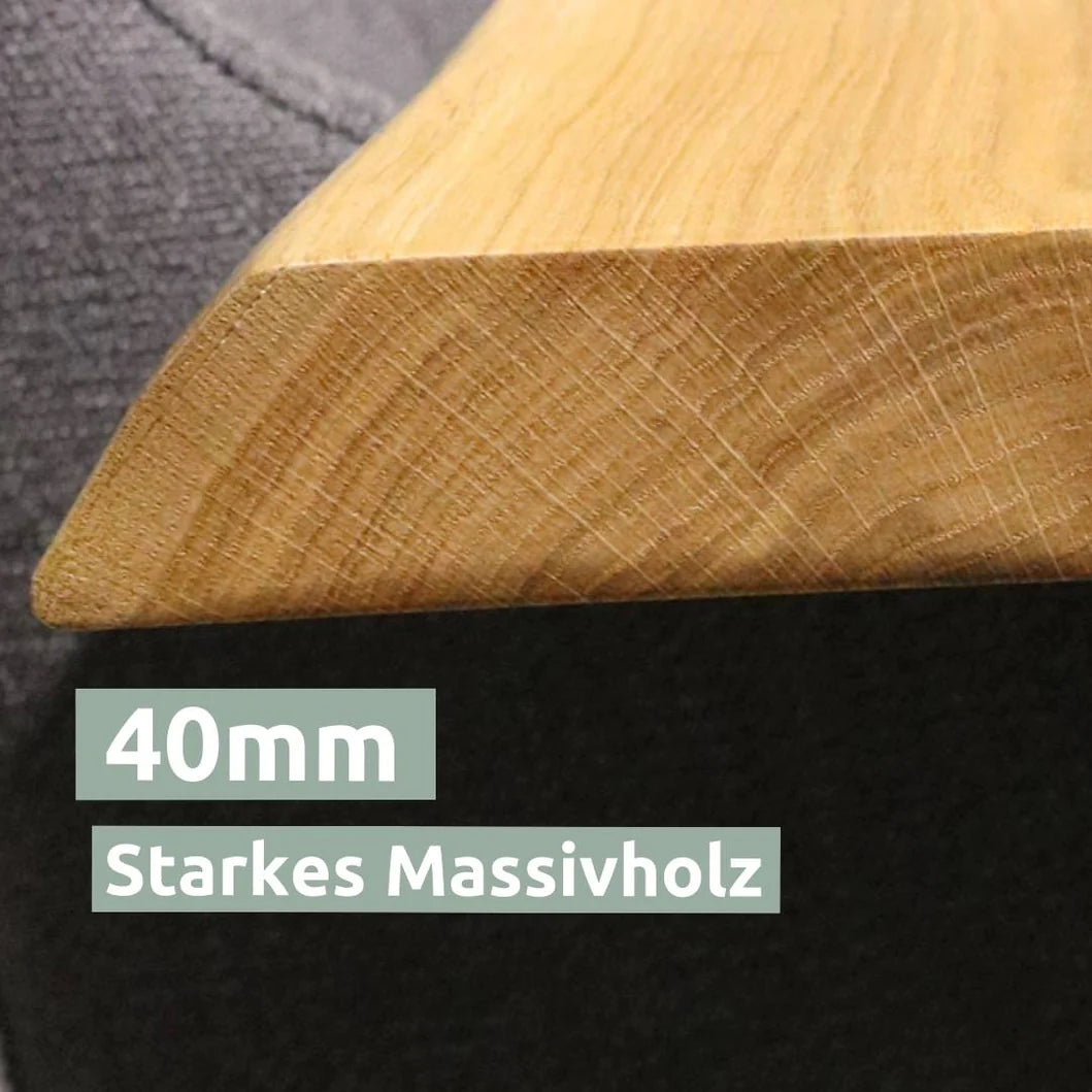 Tischplatte 220cm x 100cm mit Baumkante aus massiver Eiche