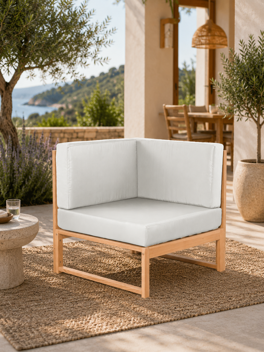 Gartenlounge Eckstück - Weiß