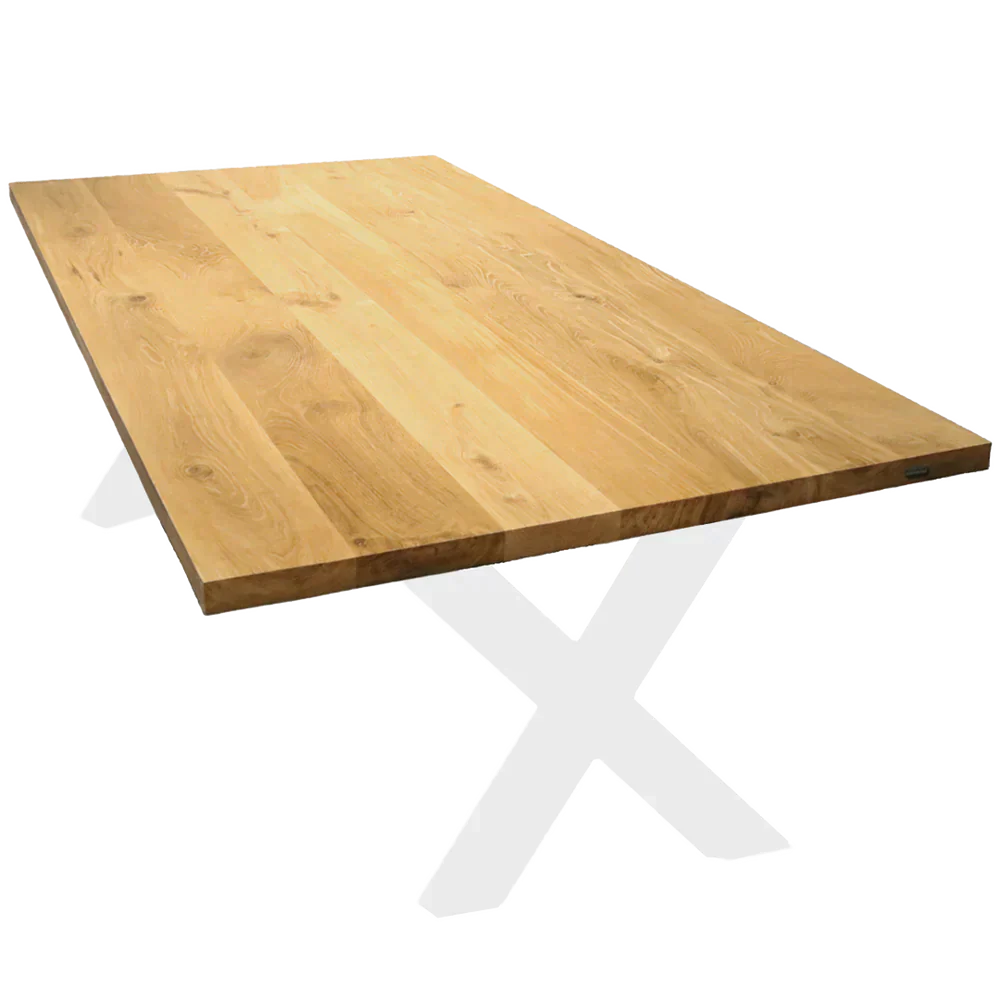 Tischplatte 210cm x 100cm ohne Baumkante aus massiver Eiche