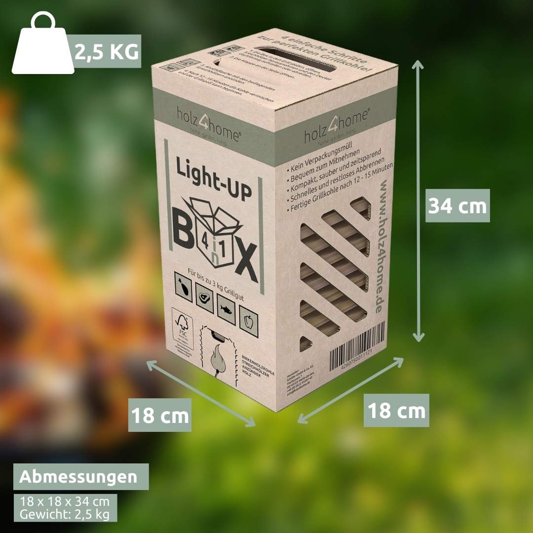 Light-UP-Box 4in1 Grillbox Grillkohle Grillholzkohle