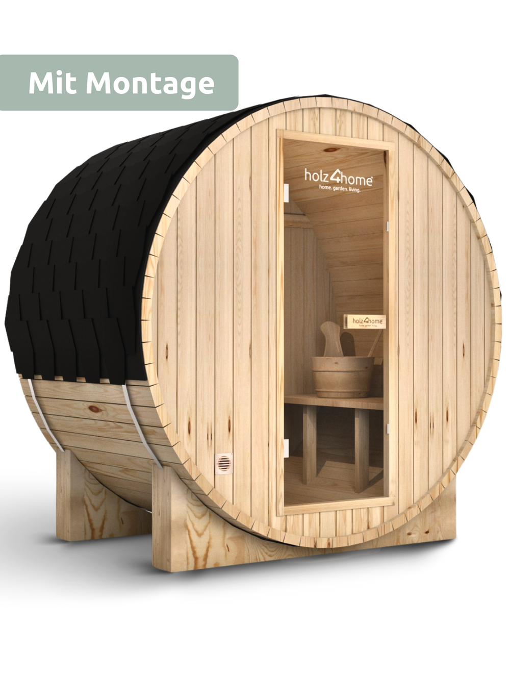 Fasssauna M Pini wood Outdoor Sauna inkl. Ofen (mit Montage)