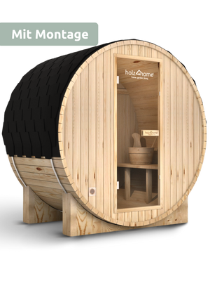 Fasssauna M Pini wood Outdoor Sauna inkl. Ofen (mit Montage)