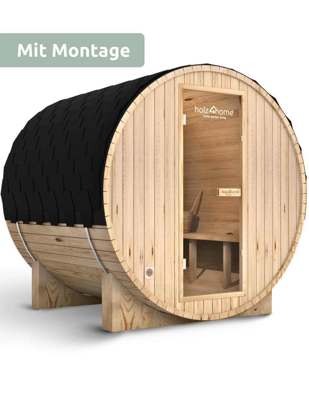 Fasssauna L Pini wood Outdoor Sauna inkl. Ofen (mit Montage)
