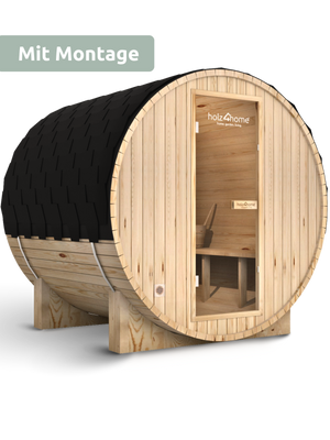 Fasssauna L Pini wood Outdoor Sauna inkl. Ofen (mit Montage)