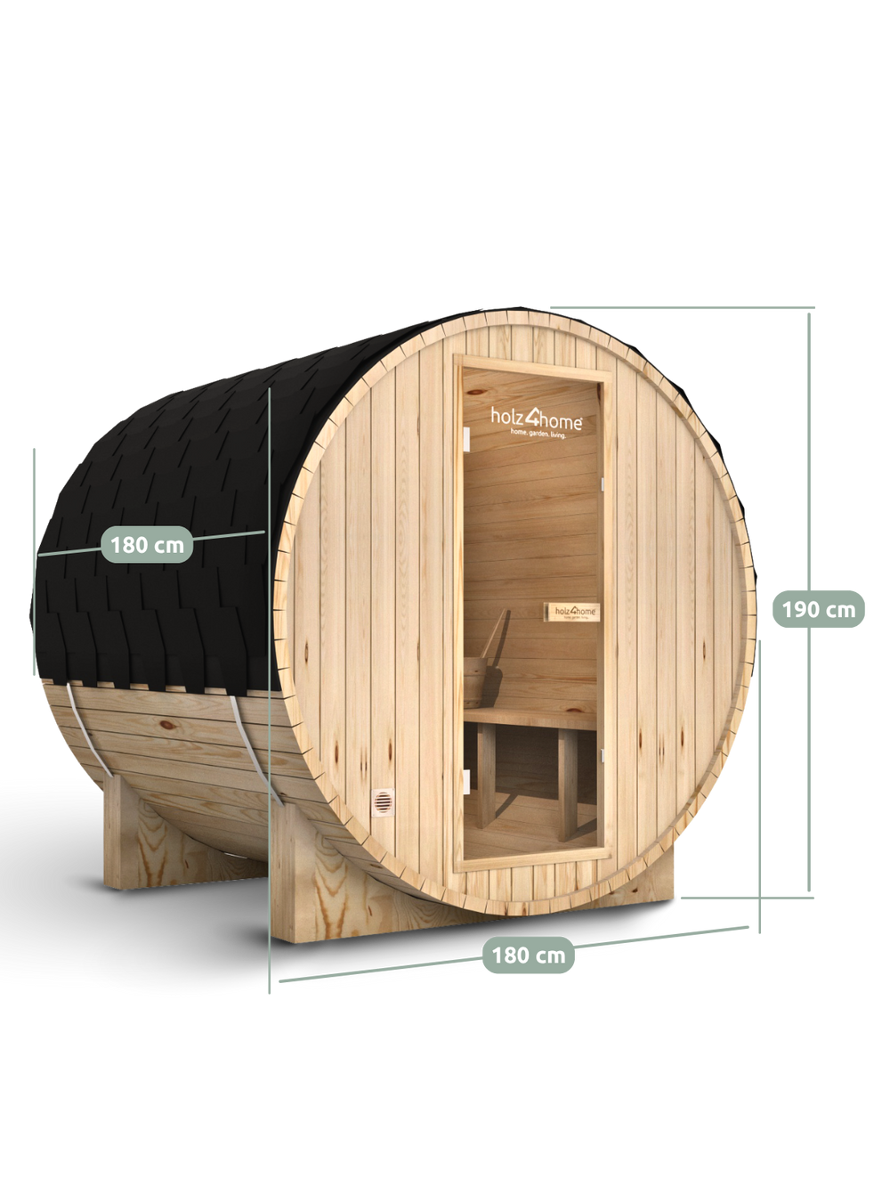 Fasssauna L Pini wood Outdoor Sauna inkl. Ofen (mit Montage)