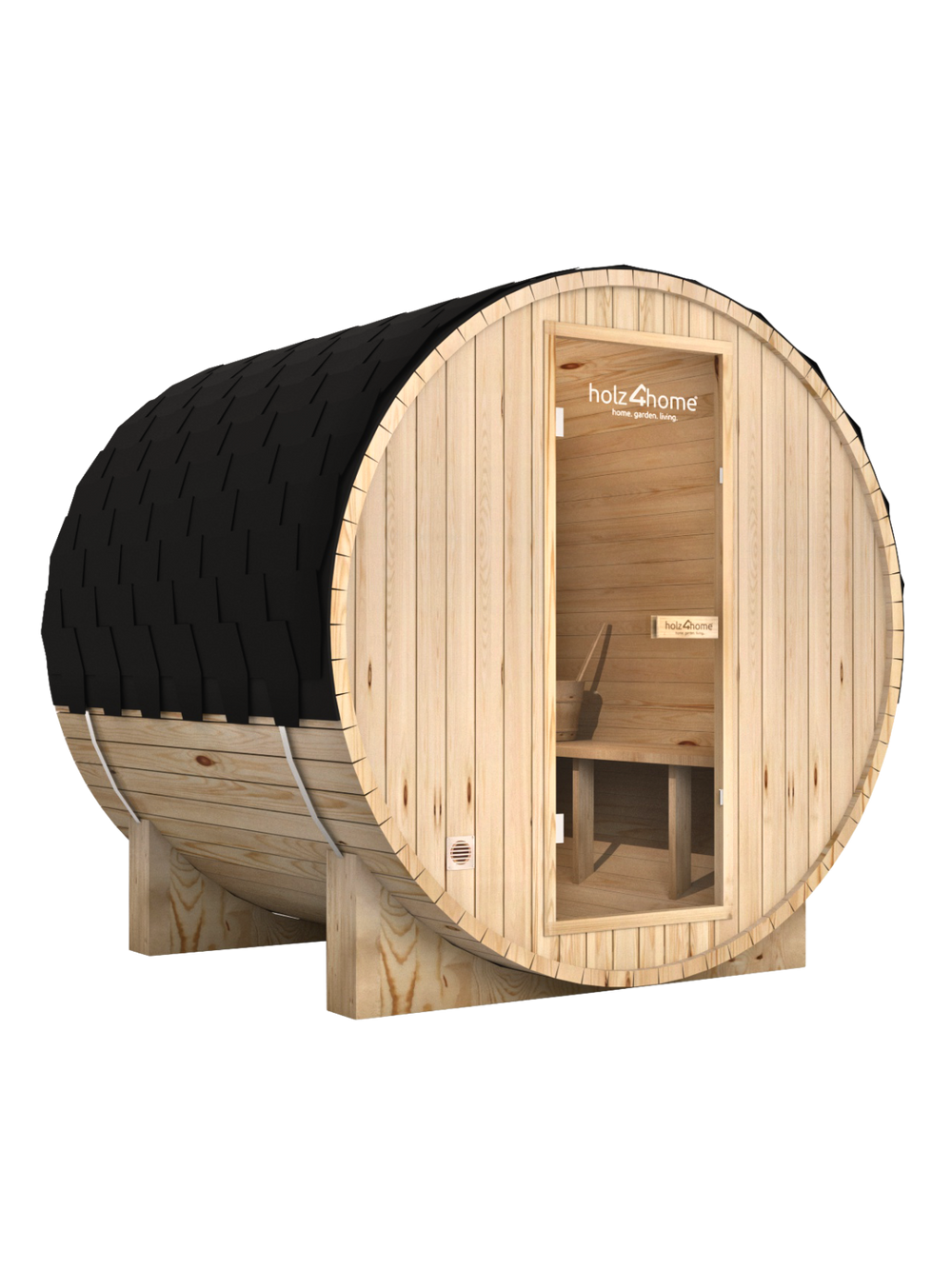 Fasssauna L Pini wood Outdoor Sauna inkl. Ofen (mit Montage)