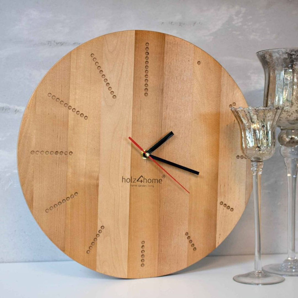 Wanduhr „Dots round“ aus massiver Eiche