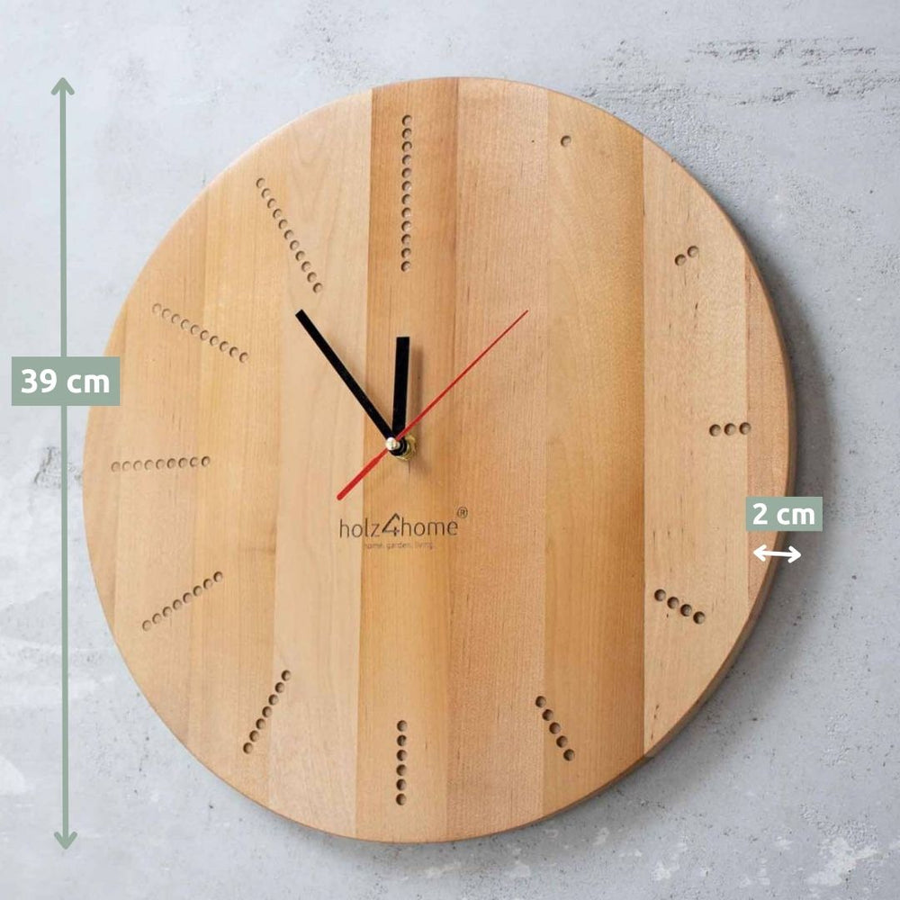 Wanduhr „Dots round“ aus massiver Eiche