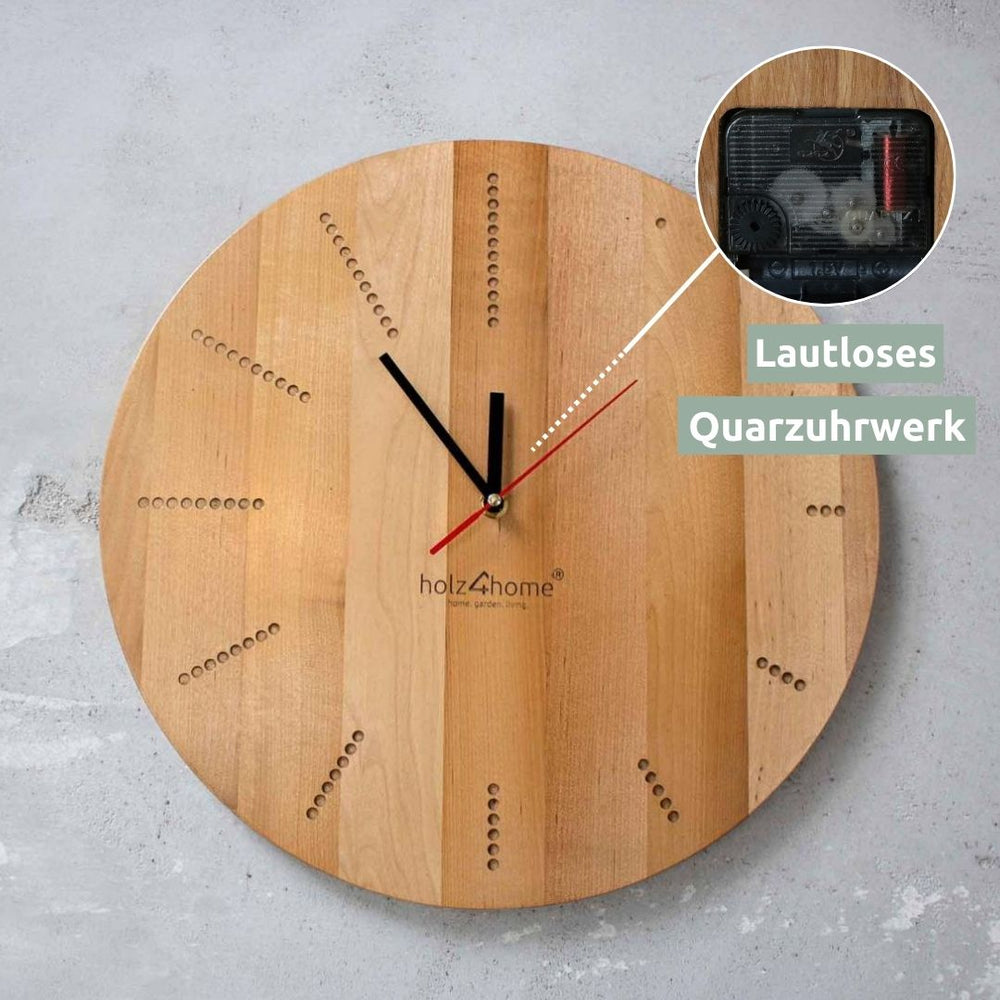 Wanduhr „Dots round“ aus massiver Eiche