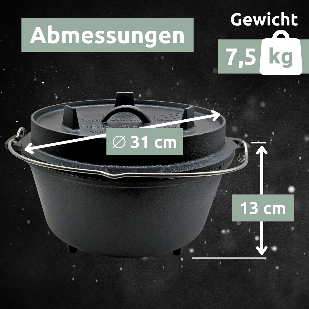 Premium Dutch Oven - Feuertopf Set aus Gusseisen