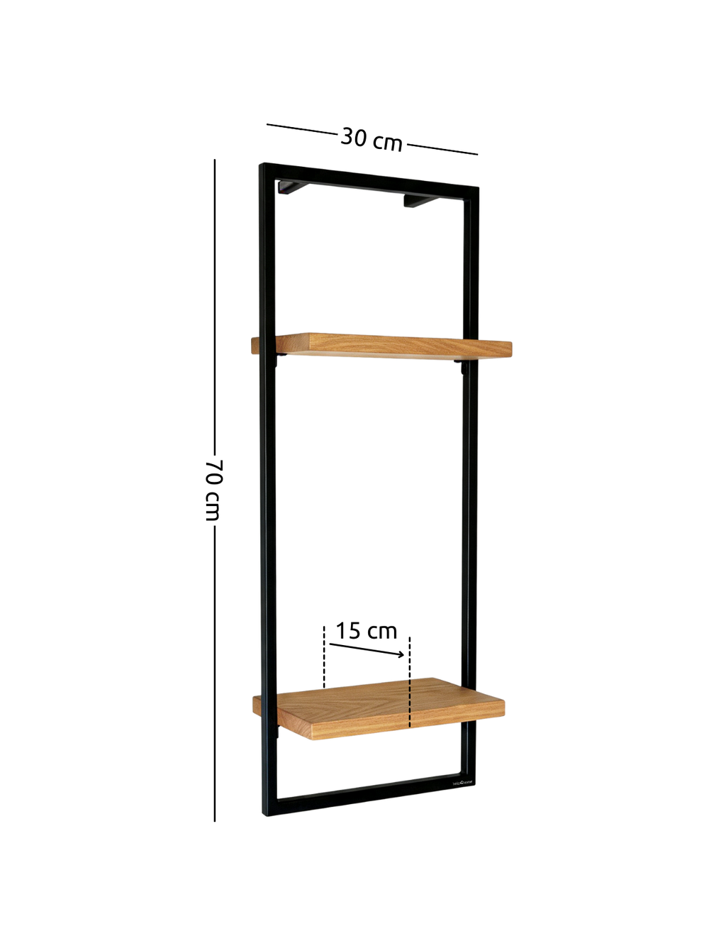 Wandregal High Eiche Natur - Schwarz gerahmt