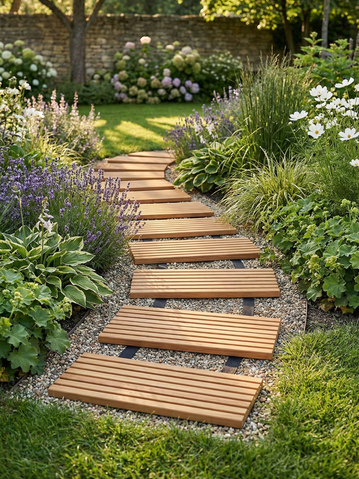 Rollweg Gartenweg aus Lärchenholz 2,5 Meter Länge