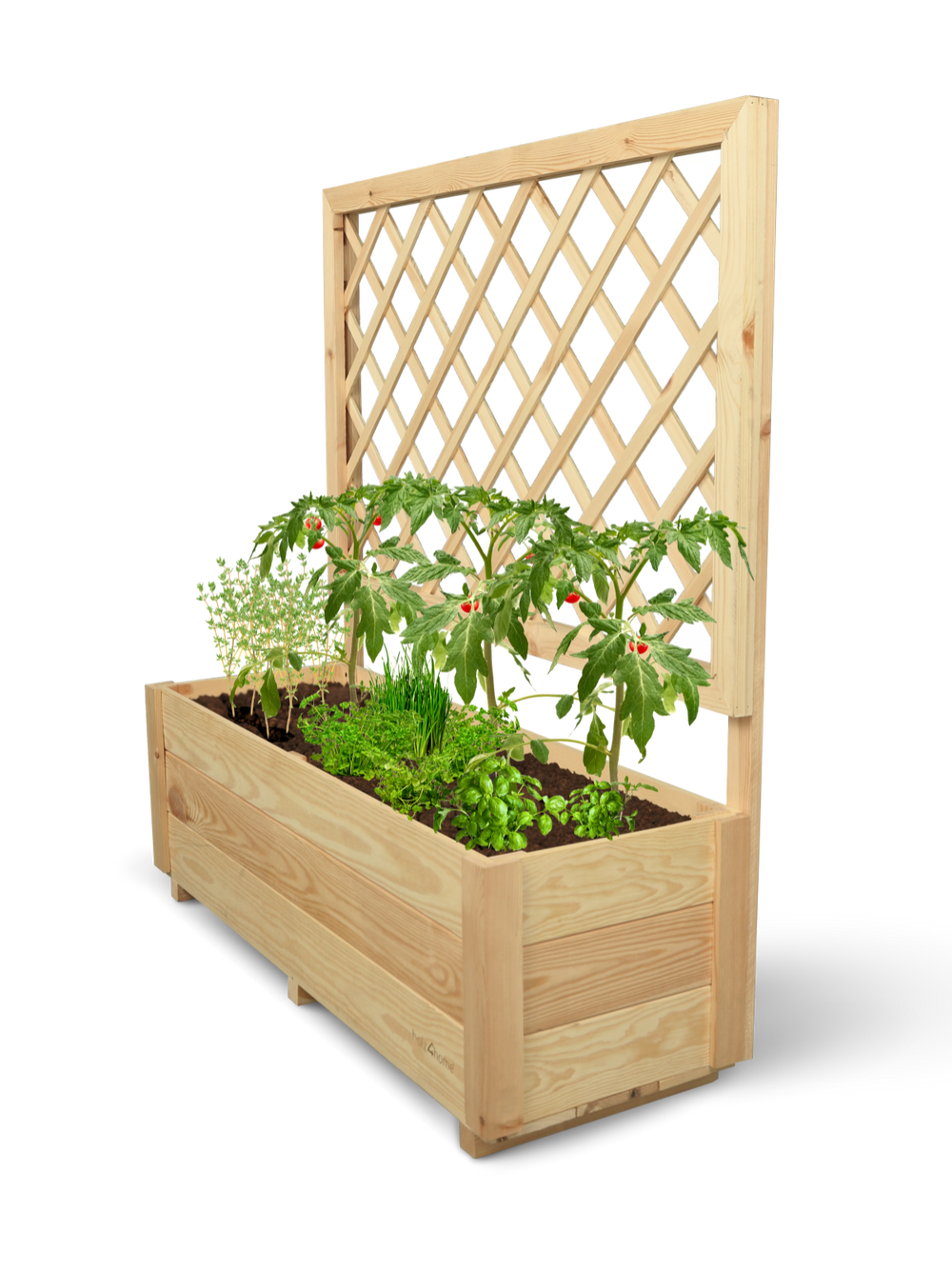 Pflanzkasten mit Rankgitter aus Holz — Größe M