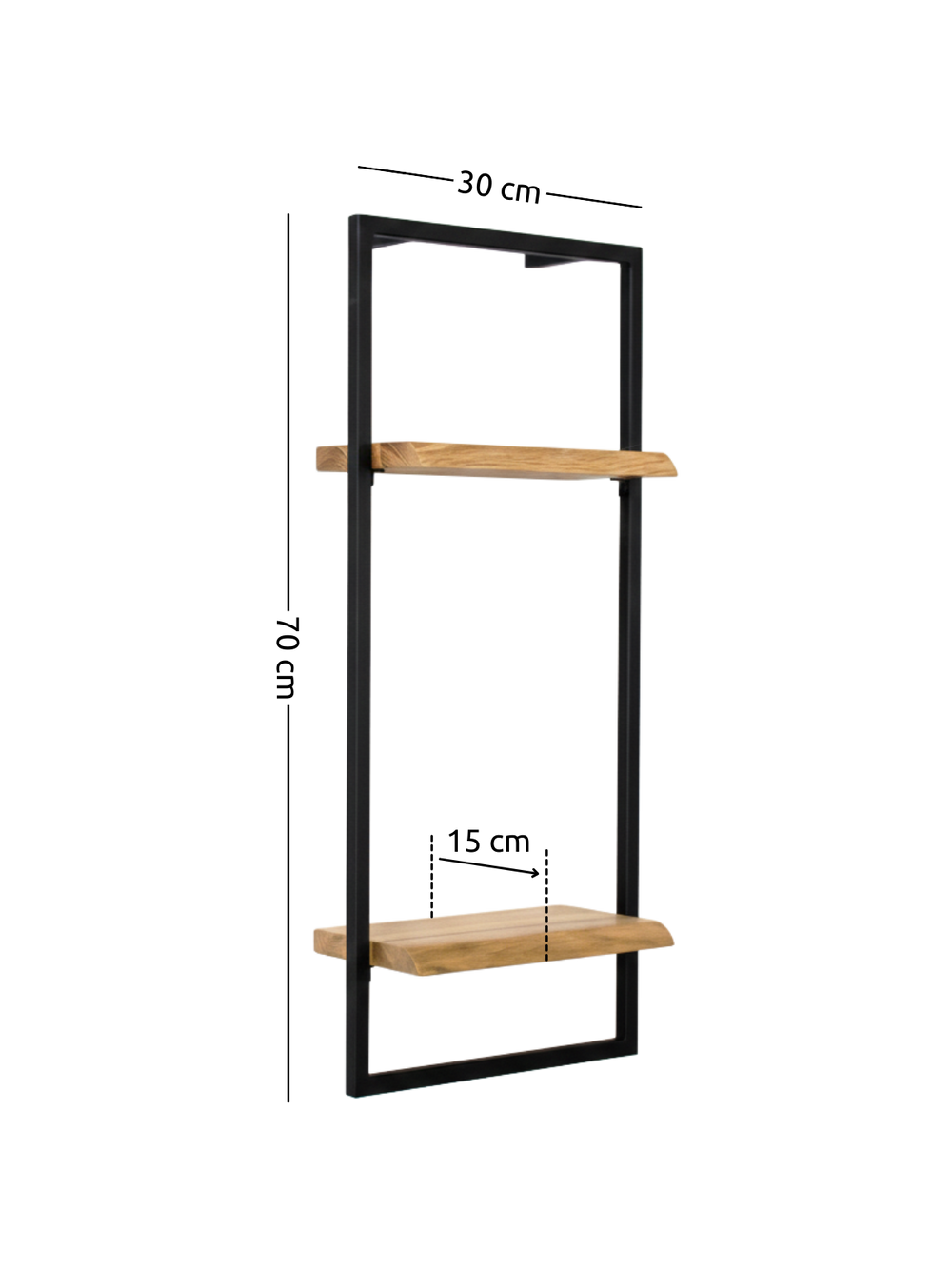 Wandregal High Eiche Natur - Schwarz gerahmt