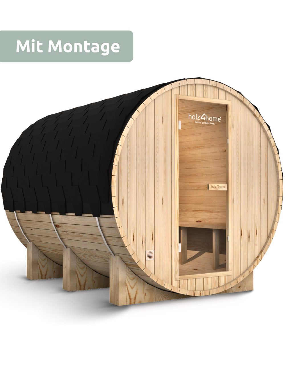 Fasssauna XL Pini wood Outdoor Sauna inkl. Ofen (mit Montage)