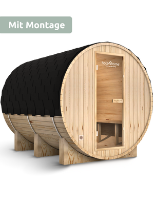 Fasssauna XL Pini wood Outdoor Sauna inkl. Ofen (mit Montage)