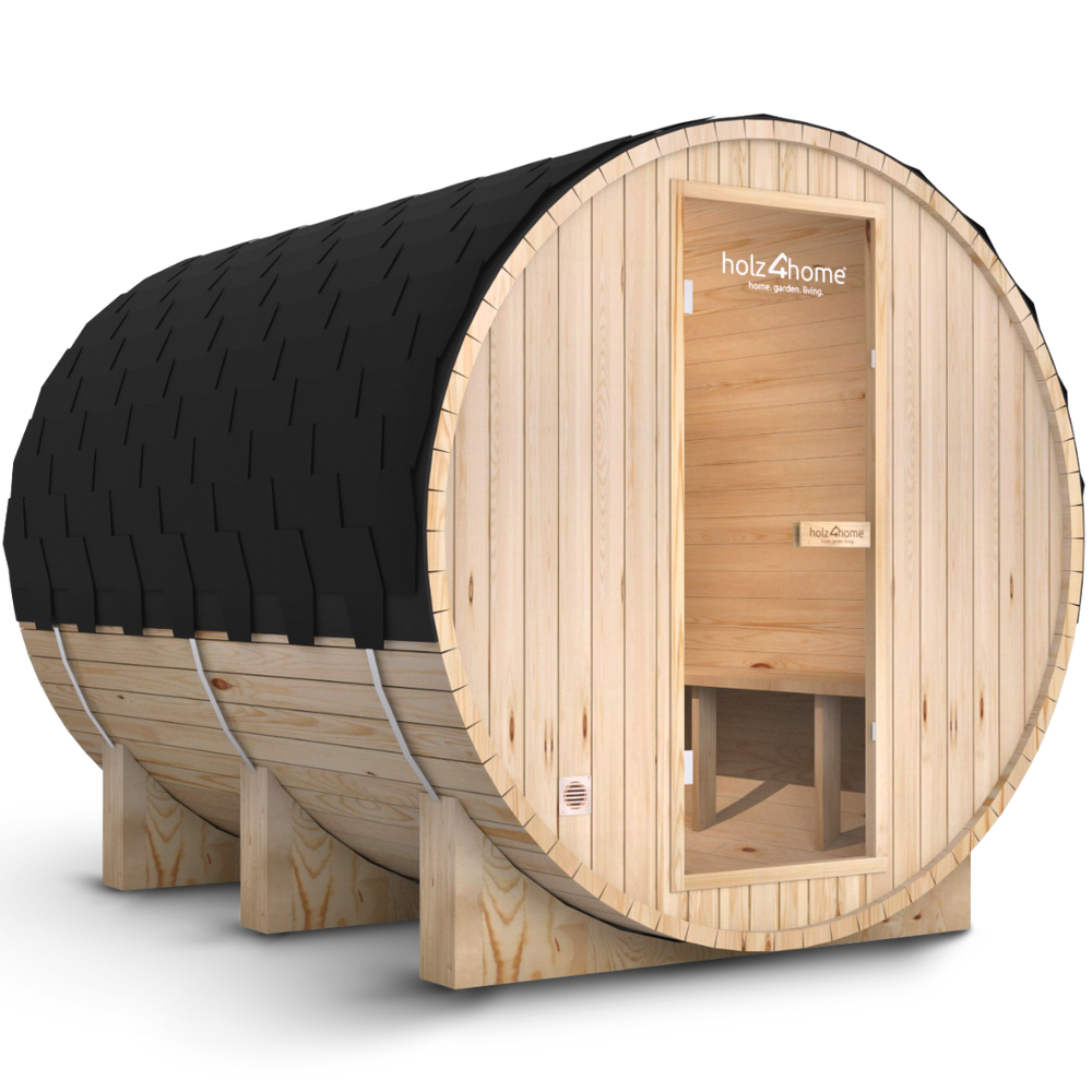 Fasssauna XL Pini wood Outdoor Sauna inkl. Ofen (mit Montage)