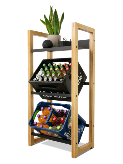 Getränkekistenregal Bambus - 3 Kisten