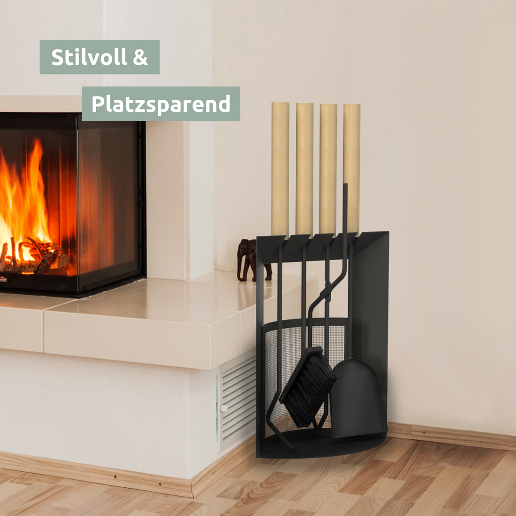 SET Kaminbesteck – Schürhaken 50cm + Ascheschaber 70cm Mit Holzgriffen, Für Gemütliche Abende