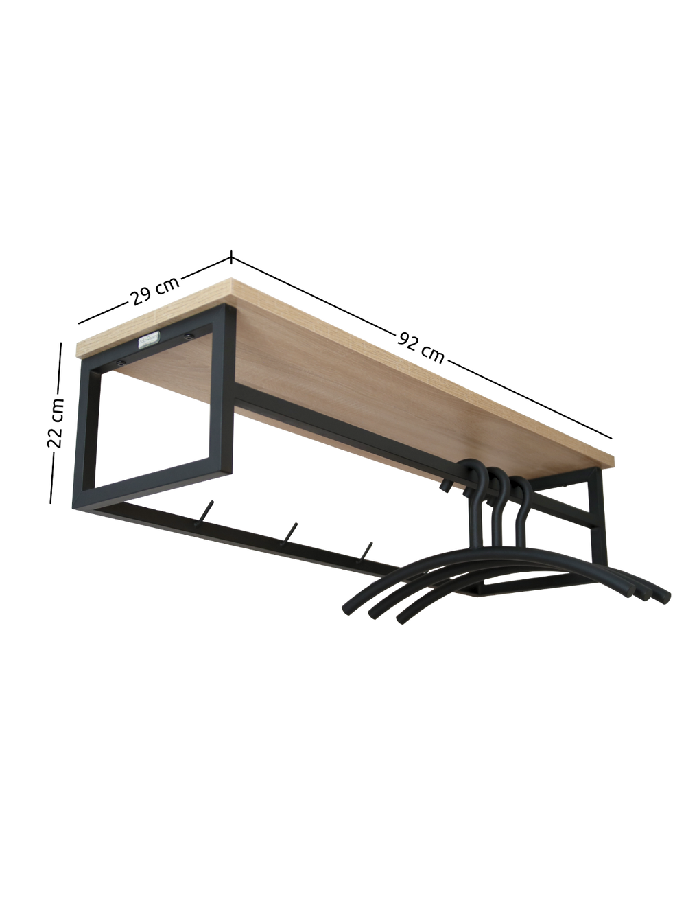 Garderobe Sonoma Eiche - inkl. 3 Kleiderbügel aus Metall - Schwarz