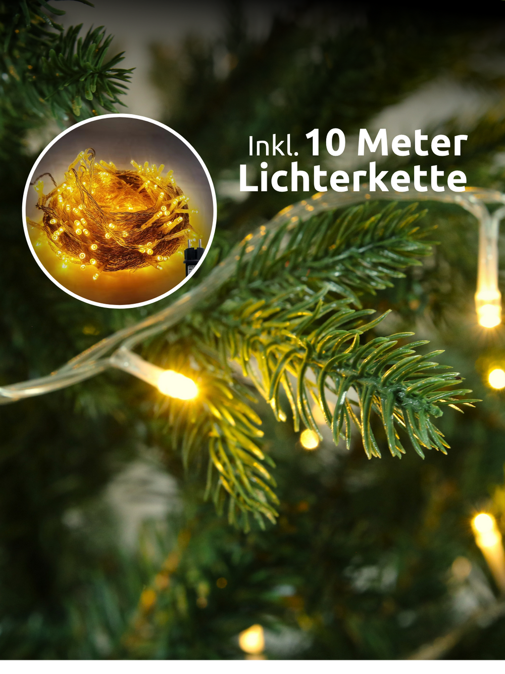 Künstlicher Weihnachtsbaum 160 cm inkl. Lichterkette