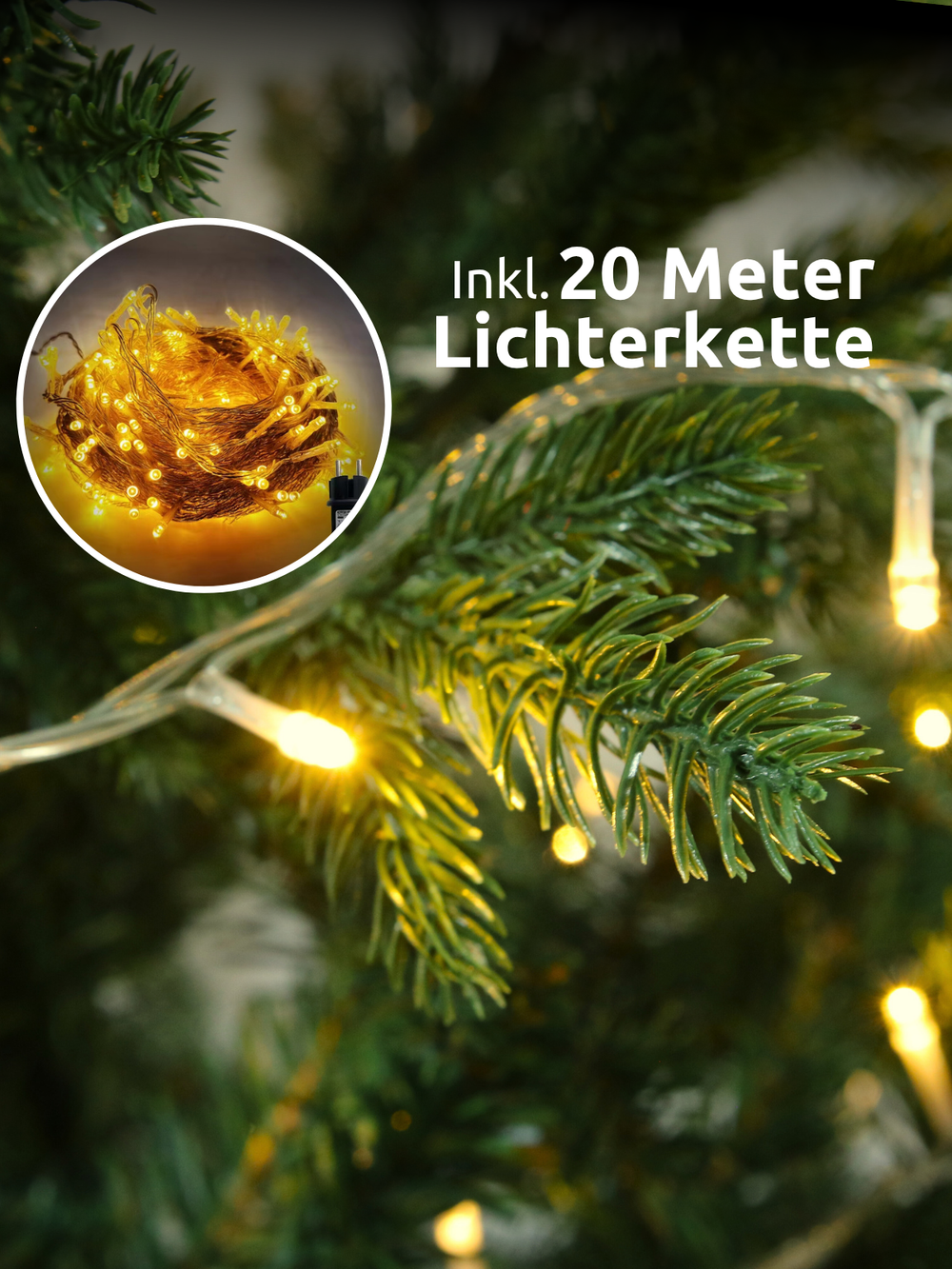 Künstlicher Weihnachtsbaum 220 cm mit Lichterkette