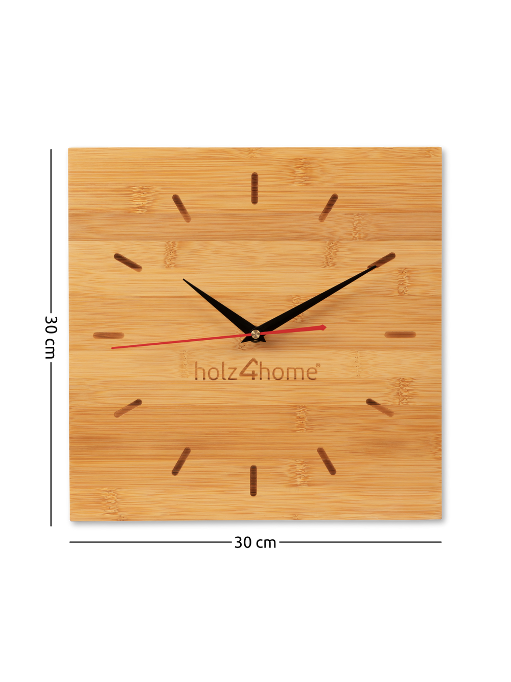 Wanduhr aus Bambus Quadratisch 30cm