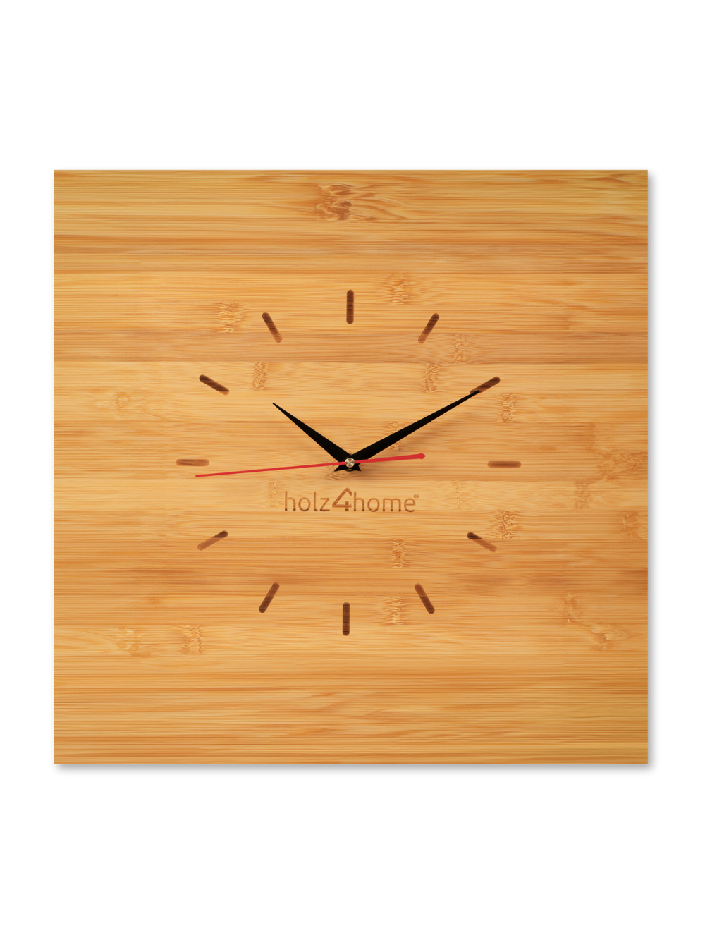 Wanduhr aus Bambus Quadratisch 50cm