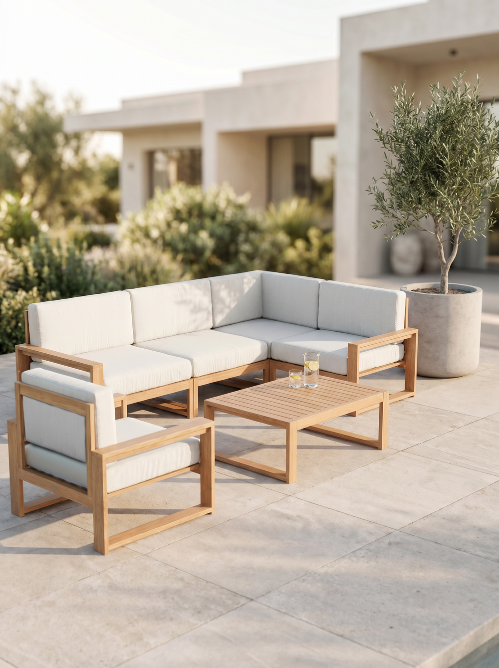 Gartenlounge Eiche - Weiß