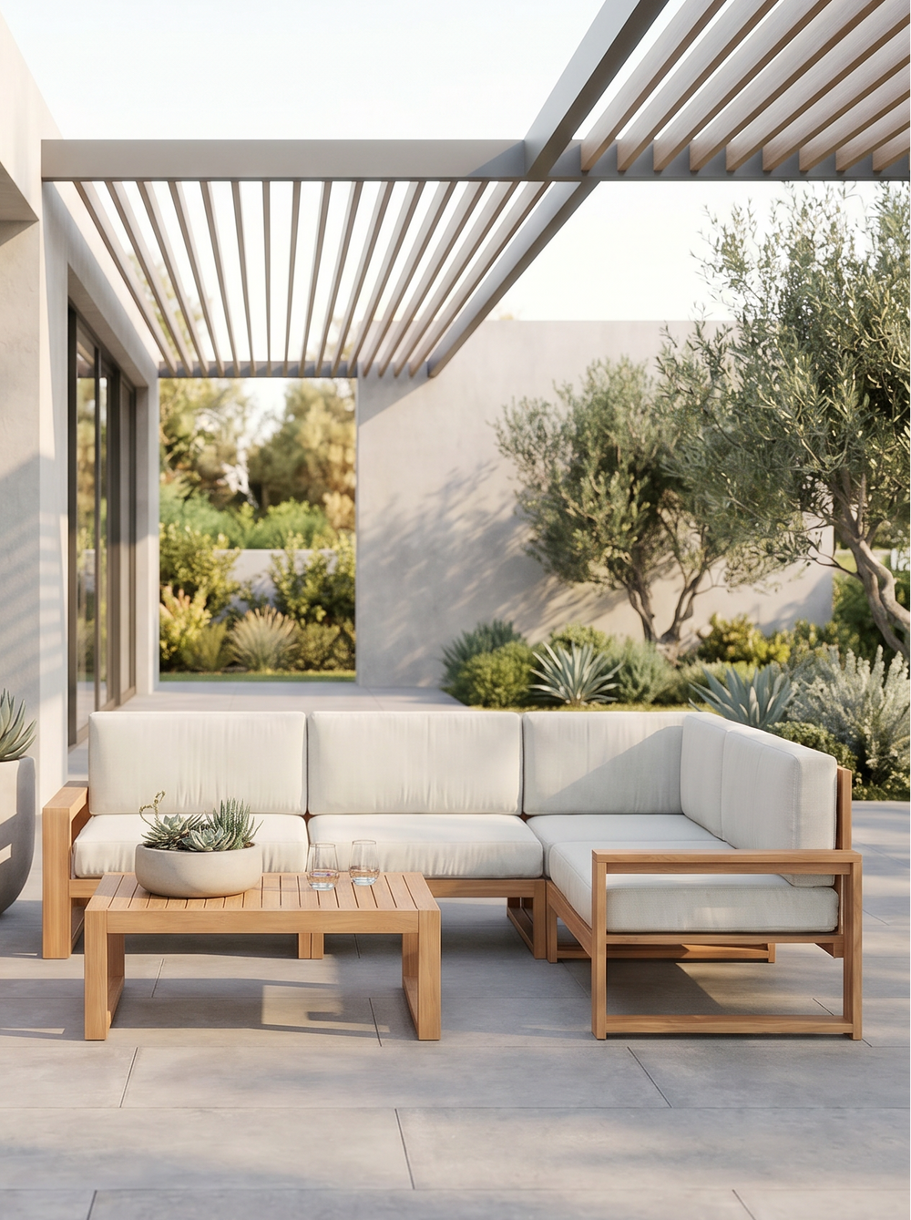 Gartenlounge Eiche L - Weiß